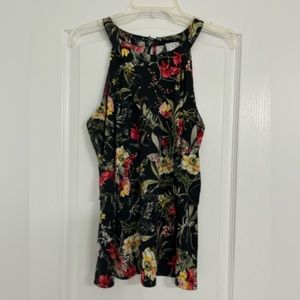 Floral Halter Neck Tank Blouse